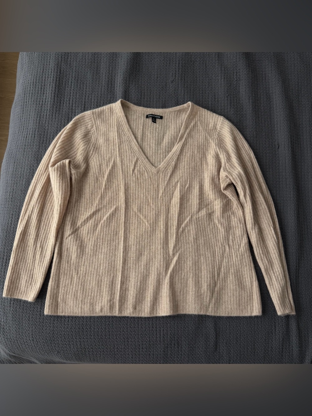 41 Hawthorn 100% Cashmere V Neck Sweater Women’s XXL Beige Knit Preppy Luxury